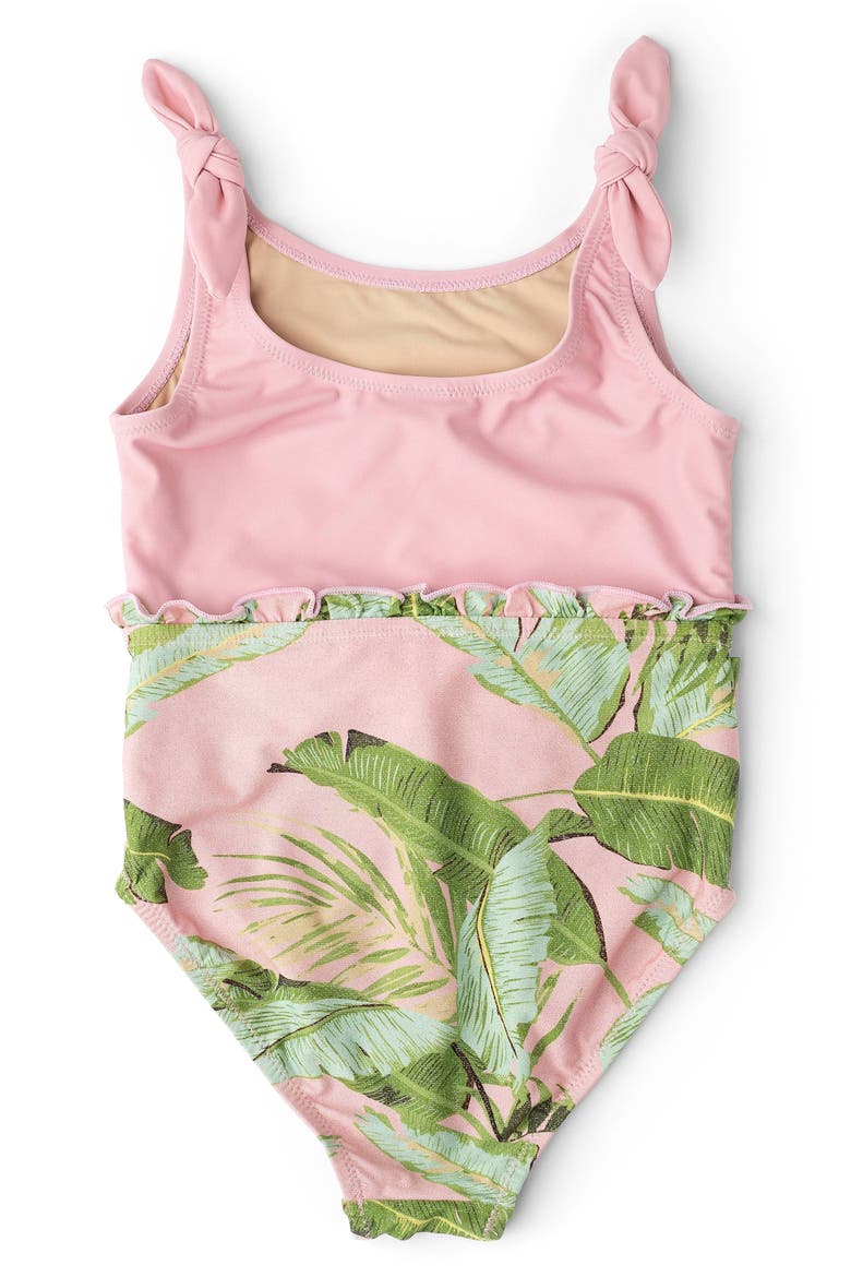 Kids' Cabana Palms Shimmer One-Piece Swimsuit, Alternate, color, PINK/ MULTI