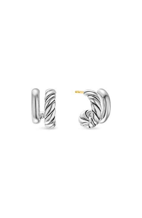DY Mercer® Double Hoop Huggie Earrings in Sterling Silver, 7.8mm