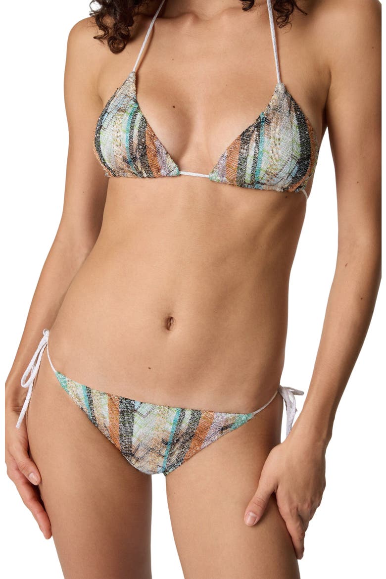 Bikini In Viscose Lamé Blend With Multi-technique Knit, Alternate, color, Multicoloured