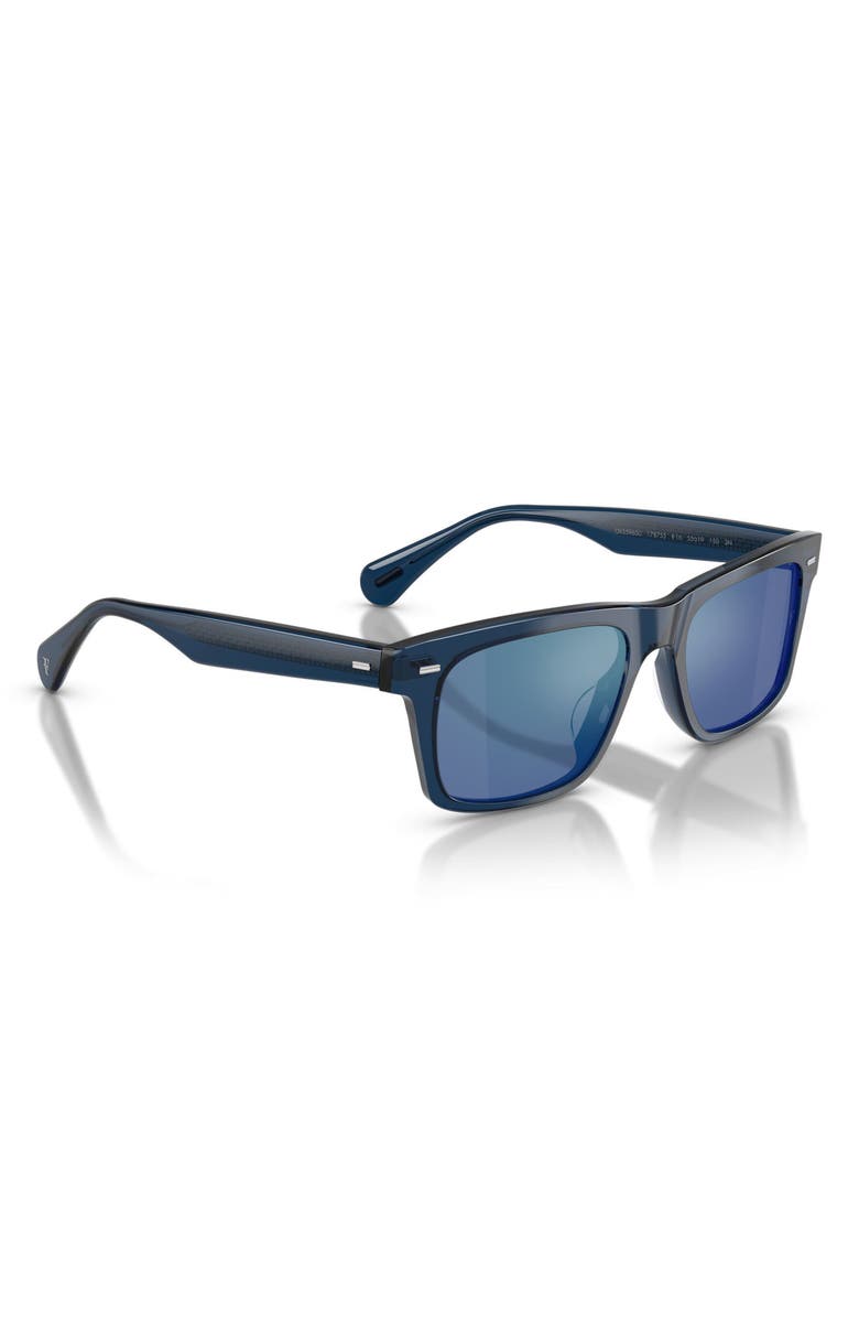Oliver Peoples x Roger Federer Mr. Federer 55mm Polarized Rectangular Sunglasses, Alternate, color, Ash Blue / Marine Flash Mirror