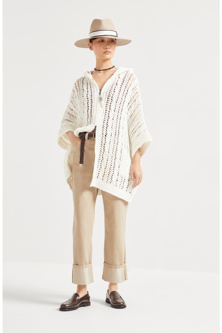 Cable & Mesh cardigan, Alternate, color, Panama
