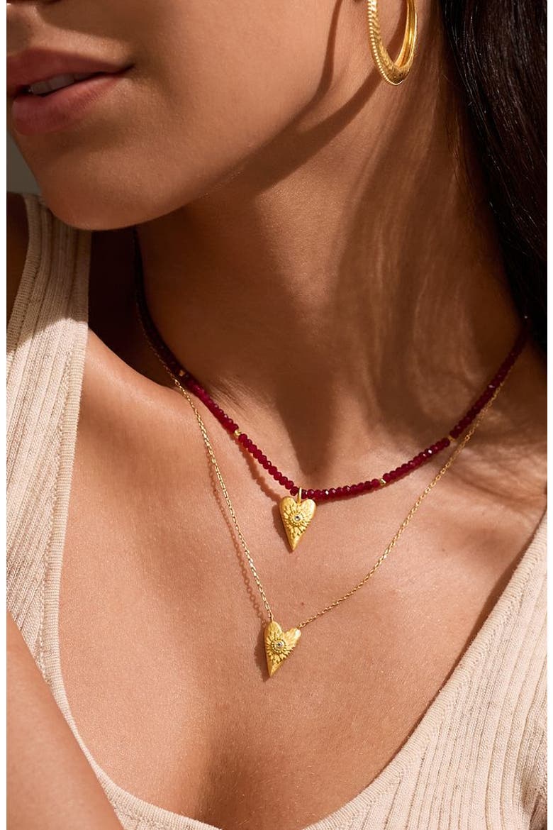 Healing Heart Red Onyx Heart Necklace, Alternate, color, Red