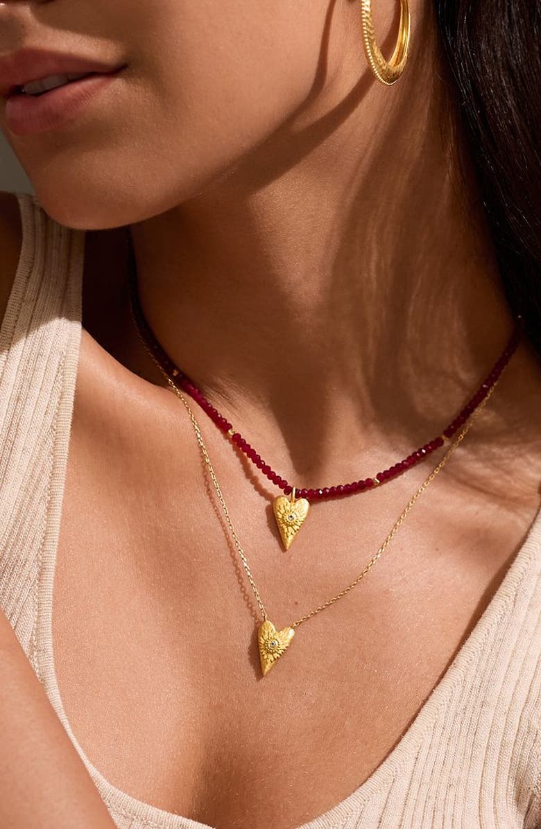 Satya Jewelry Healing Heart Red Onyx Heart Necklace, Alternate, color, Red