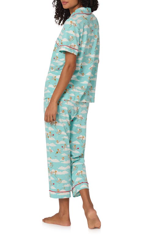Bedhead Pajamas Print Stretch Organic Cotton Crop Pajamas In Blue