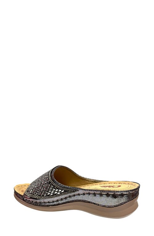 Chic By Lady Couture Rhinestone Wedge Slide Sandal In Pewter