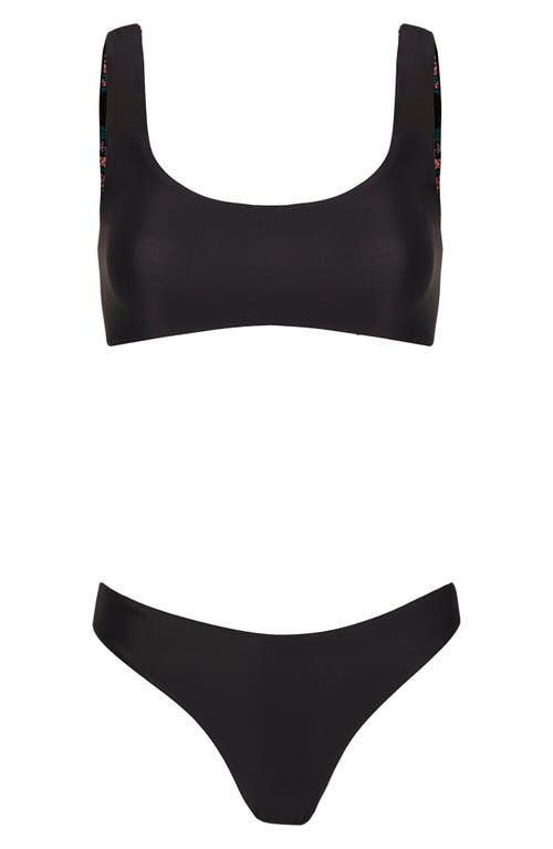 Maaji Midnight Black Dazzle Reversible Bikini Top In Black