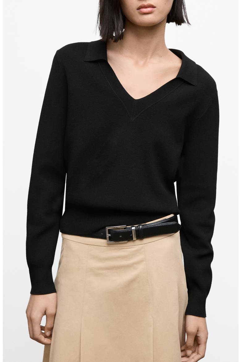 Johnny Collar Sweater, Main, color, BLACK
