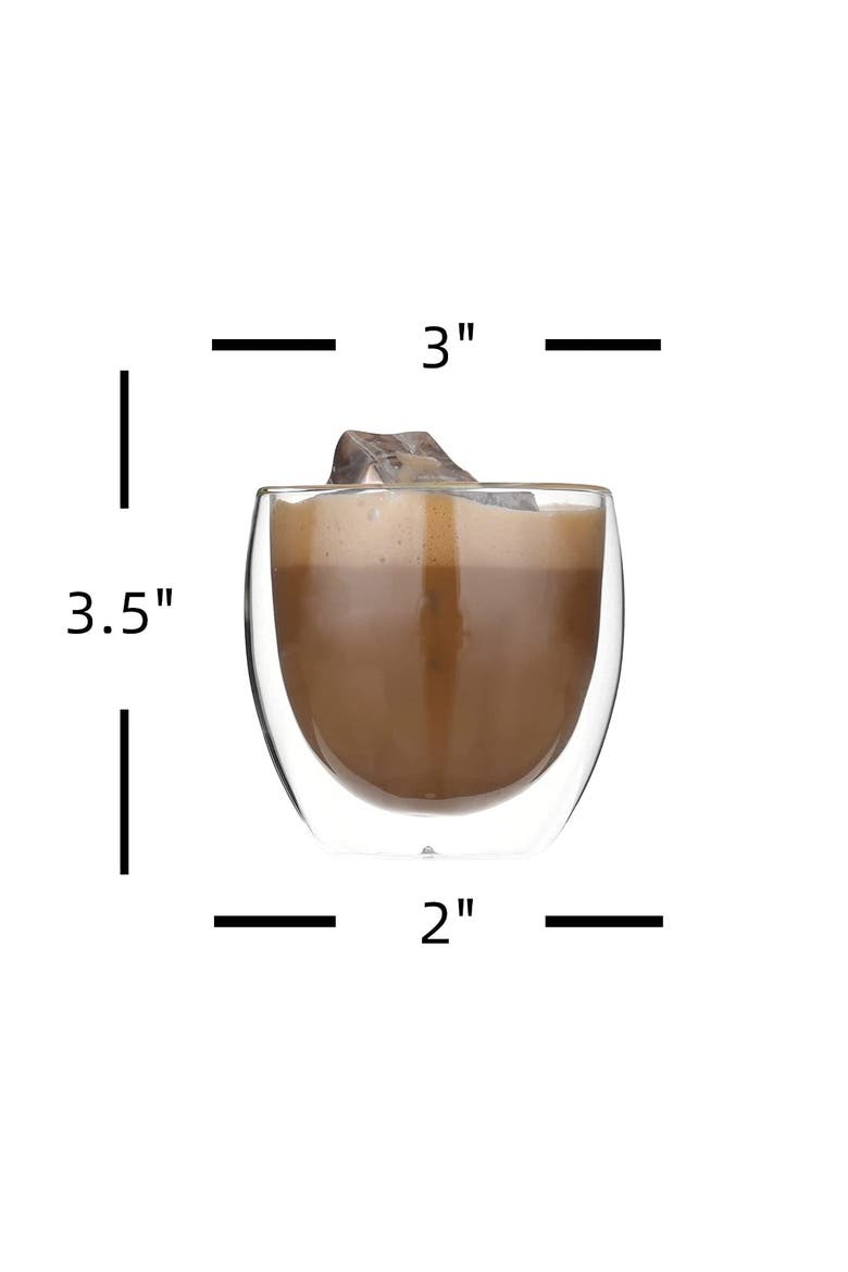Double Wall Glass Coffee Mugs Cups - 12oz - Set of 4, Alternate, color, Clear