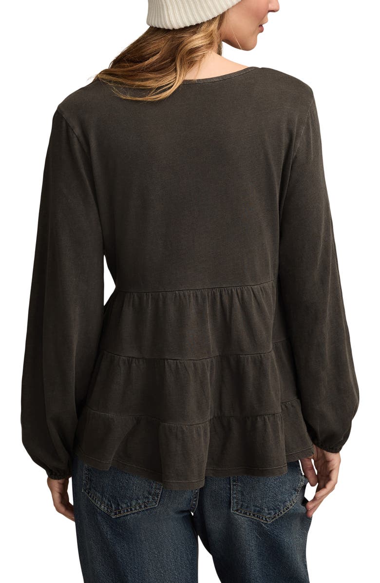 Lucky Brand Embroidered Yoke Cotton & Modal Jersey Top, Alternate, color, Raven