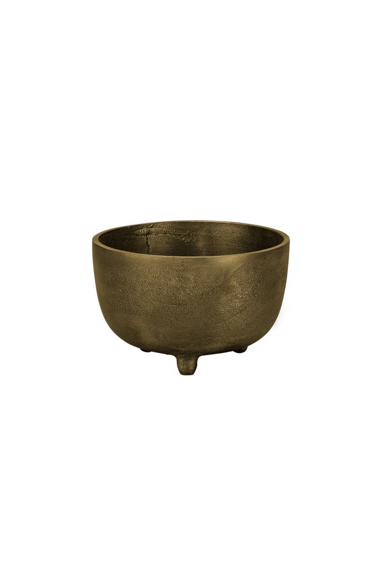 Relic Metal Small Footed Decorative Bowl, Main, color, Antique Brass