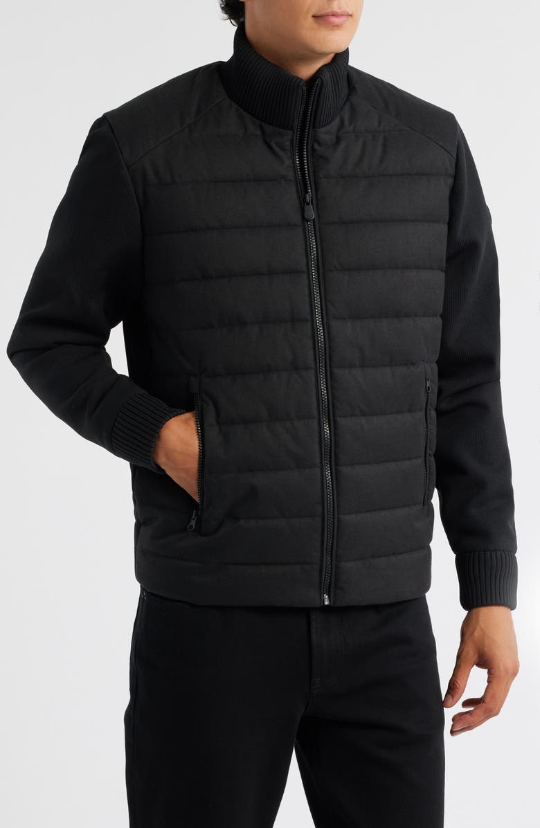 Save The Duck Gio Mixed Media Hybrid Jacket, Alternate, color, Black