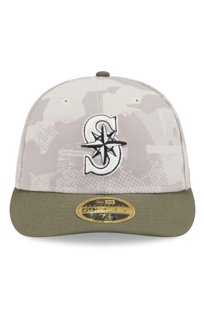 New Era Men's New Era Light Beige/Olive Seattle Mariners 2025 Armed Forces Day Low Profile 59FIFTY Fitted Hat, Alternate, color, Light Beige