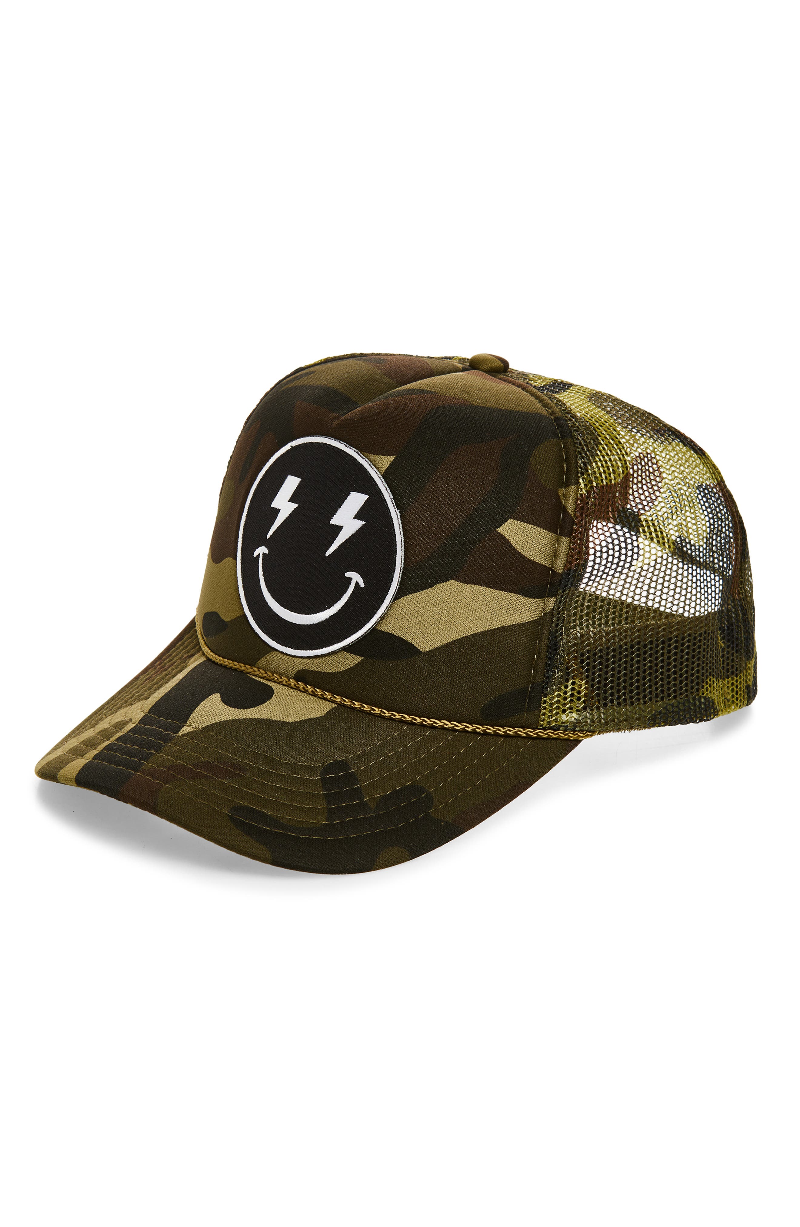 Local Beach Bolt Smiley Face Trucker Hat In Green