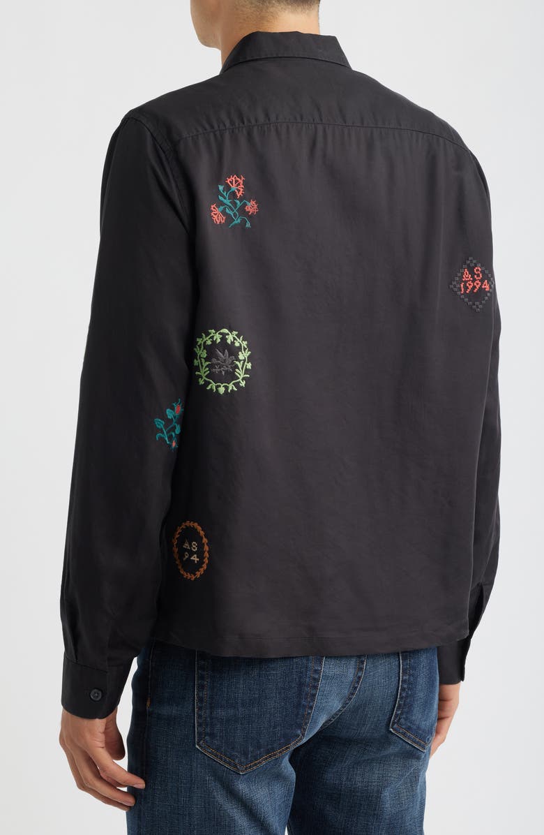 AllSaints Laurel Embroidered Lightweight Jacket, Alternate, color, Orca Black