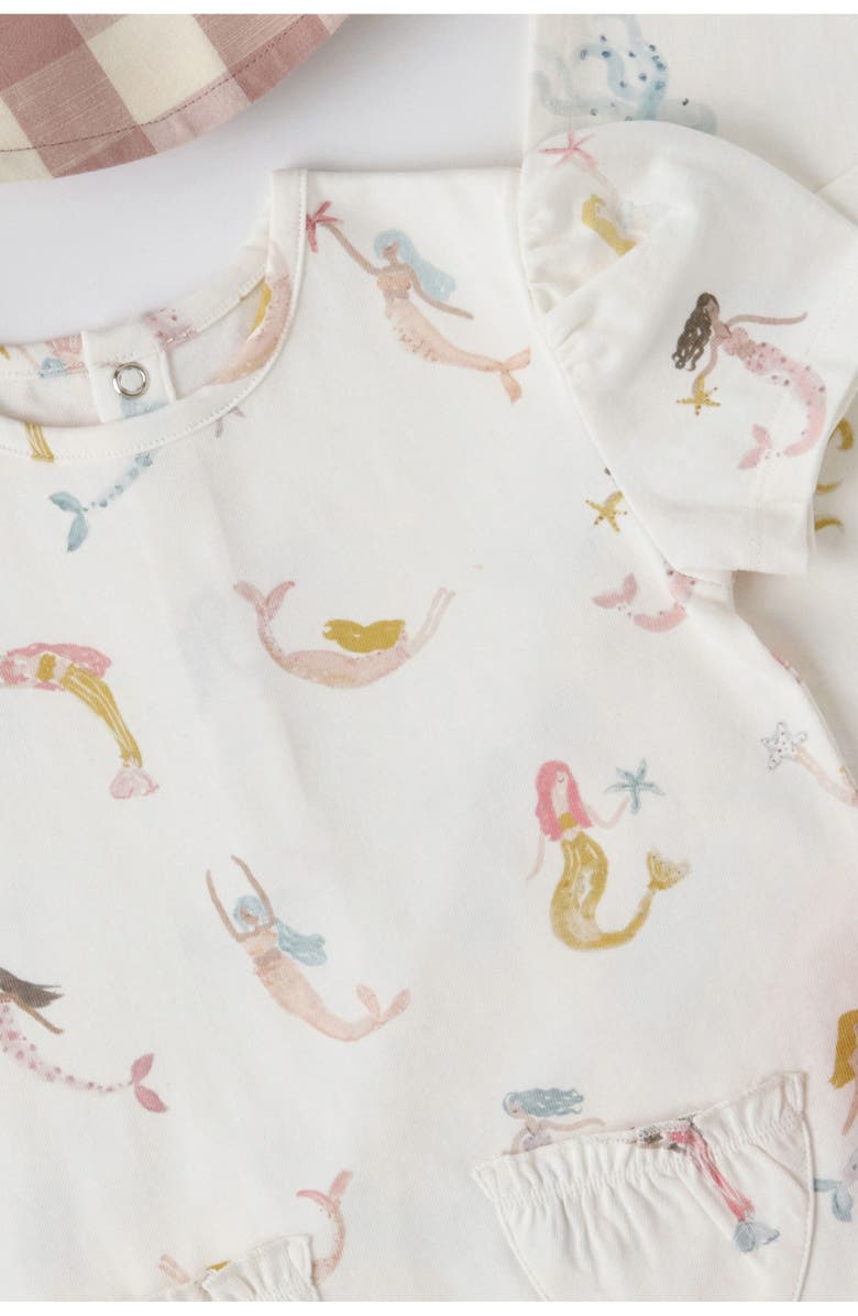 Pehr Mermaid Melody Puff Sleeve Organic Cotton Romper, Alternate, color,