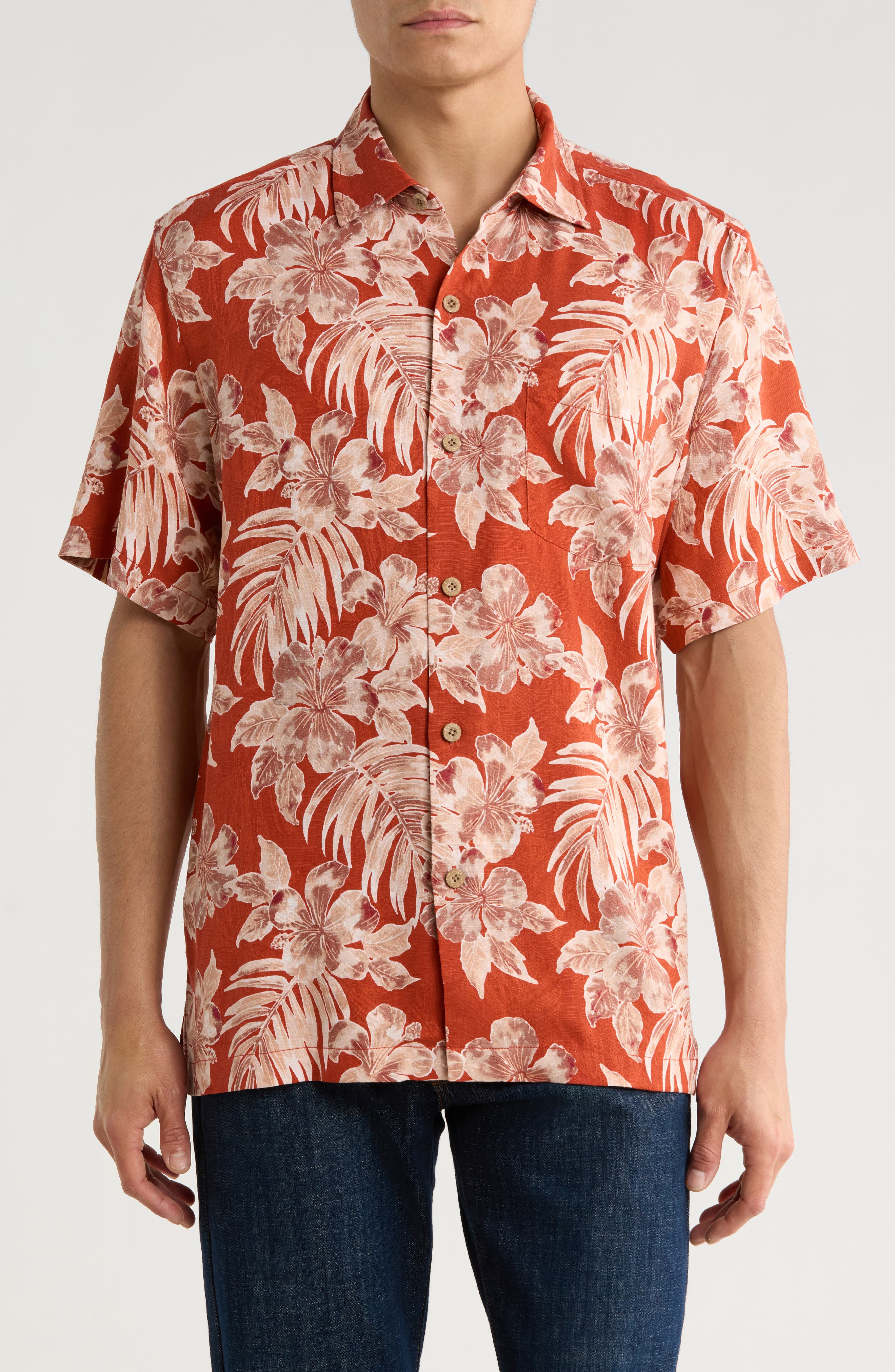 Tommy Bahama Ravello Floral Short Sleeve Silk Button-Up Shirt
