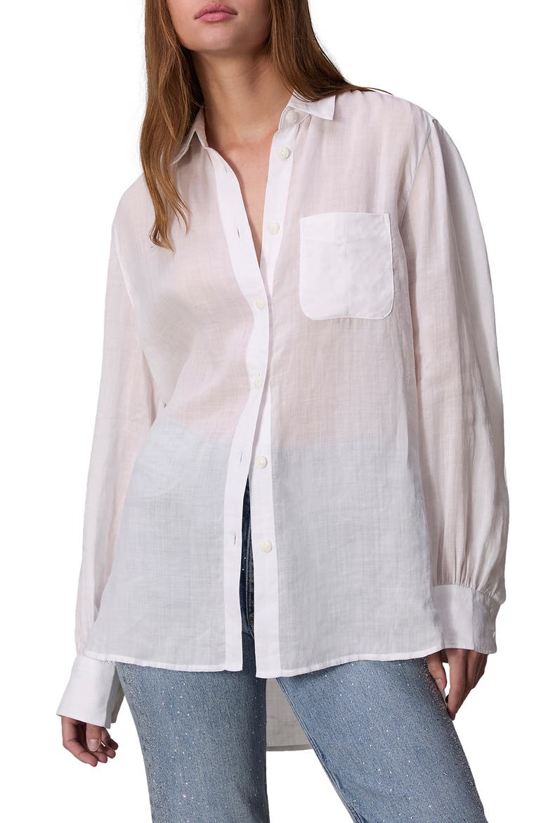 Maxine Linen Button-Up Shirt, Alternate, color, WHITE