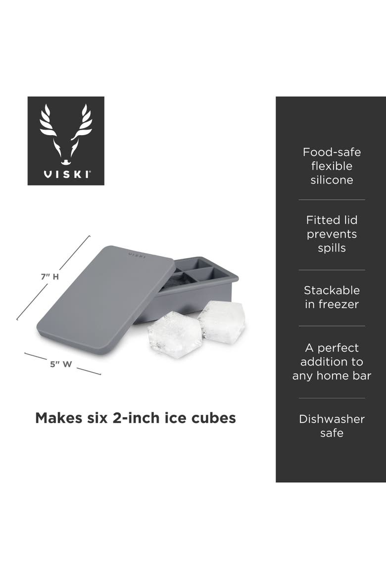 Glacier Whiskey Ice Cube Tray with Lid in Grey, Alternate, color, GREY