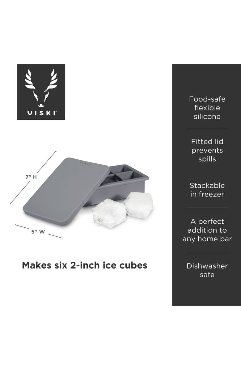 Viski Glacier Whiskey Ice Cube Tray with Lid in Grey, Alternate, color,