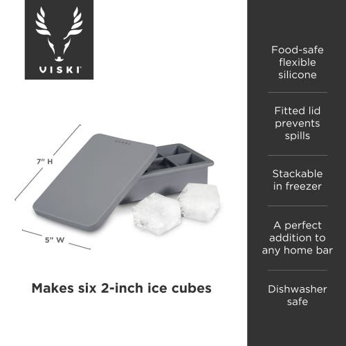 Viski Glacier Whiskey Ice Cube Tray With Lid In Grey