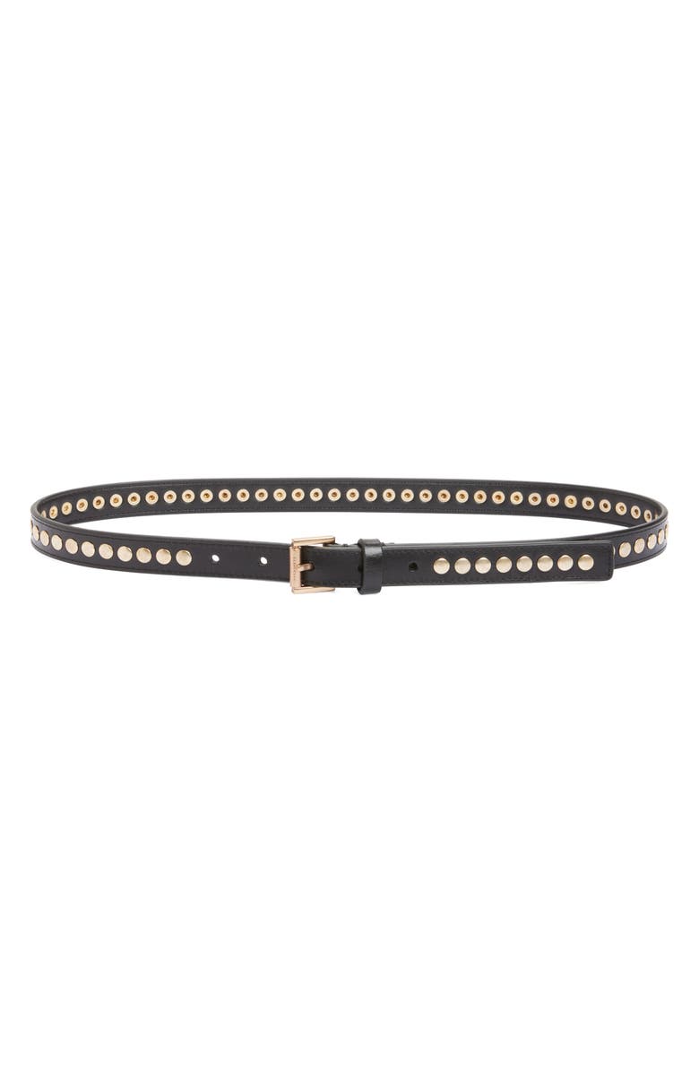 AllSaints Flat Stud Leather Belt, Main, color, 