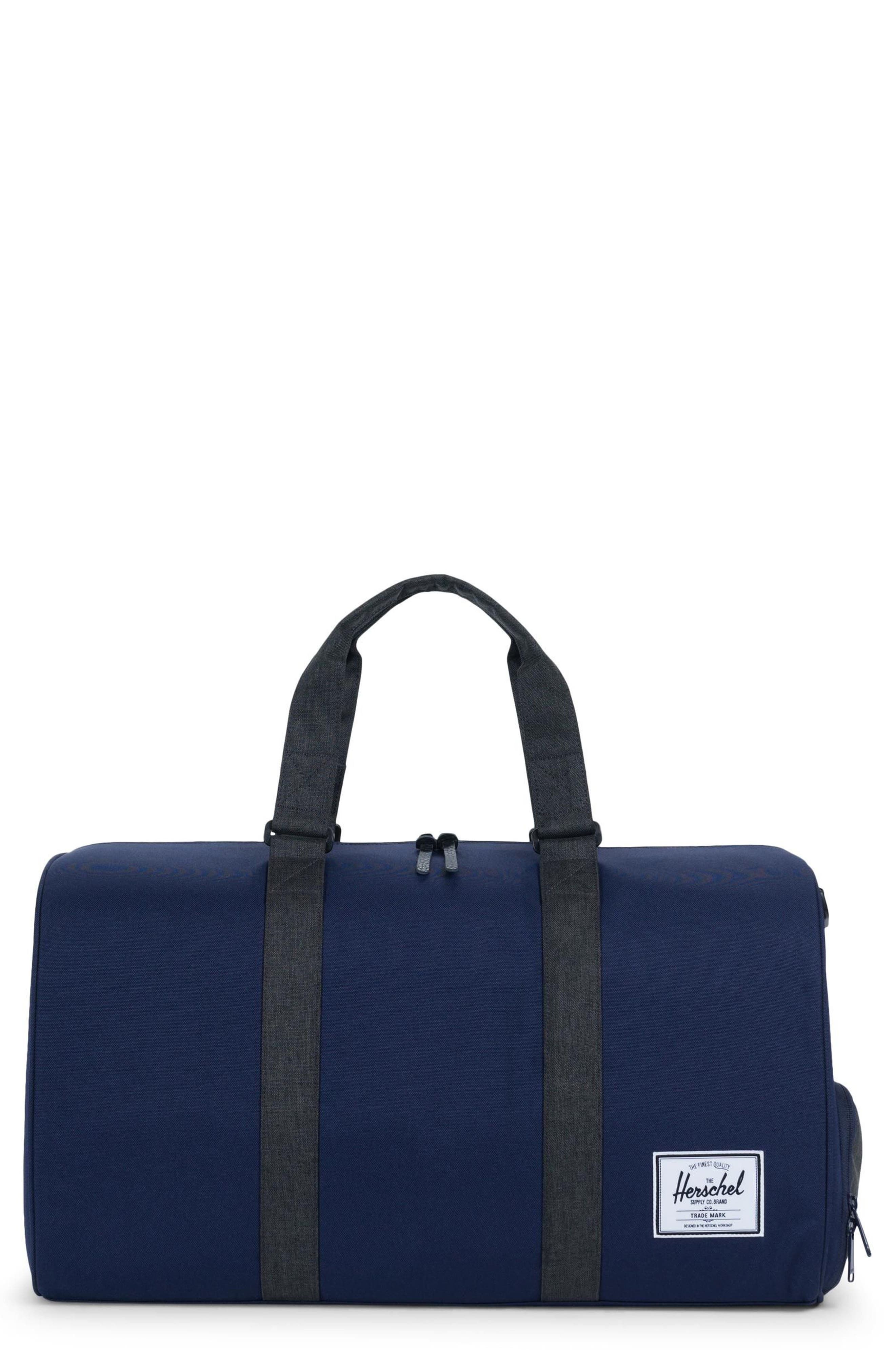 'Novel' Duffel Bag, Main, color, PEA COAT/ BLACK CROSSHATCH