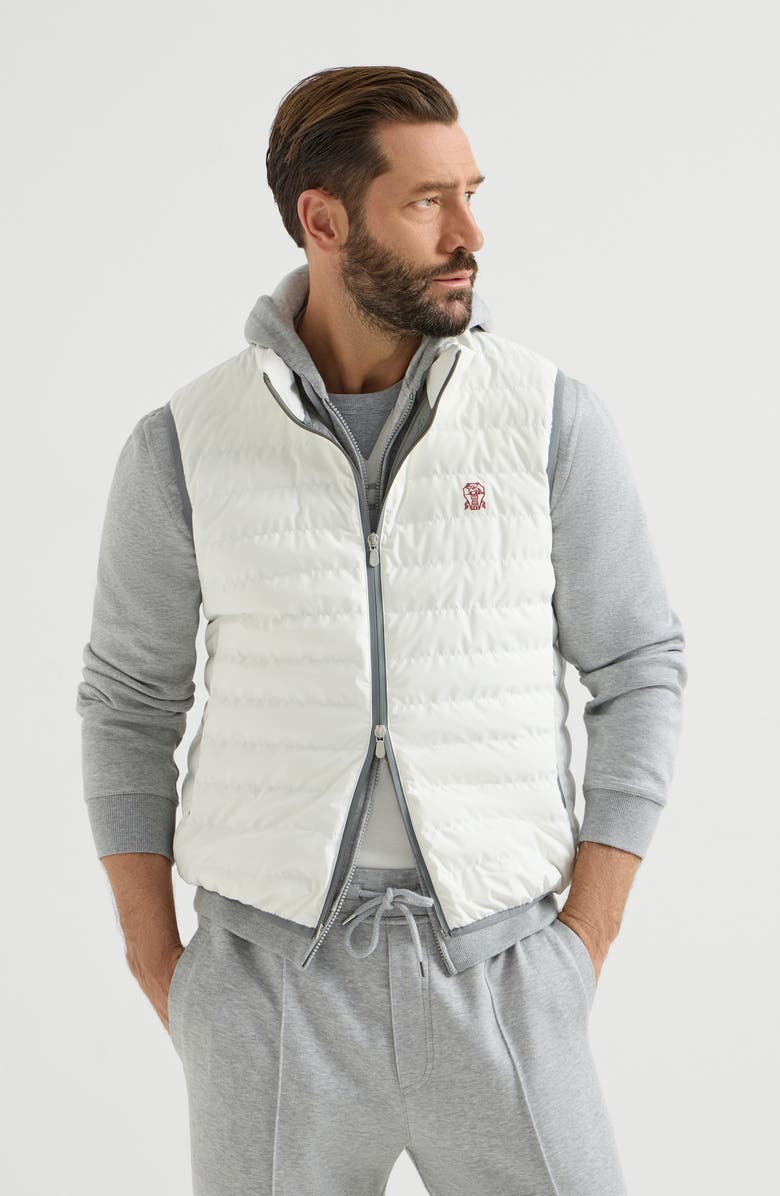 Brunello Cucinelli Nylon down vest, Alternate, color, Off-White