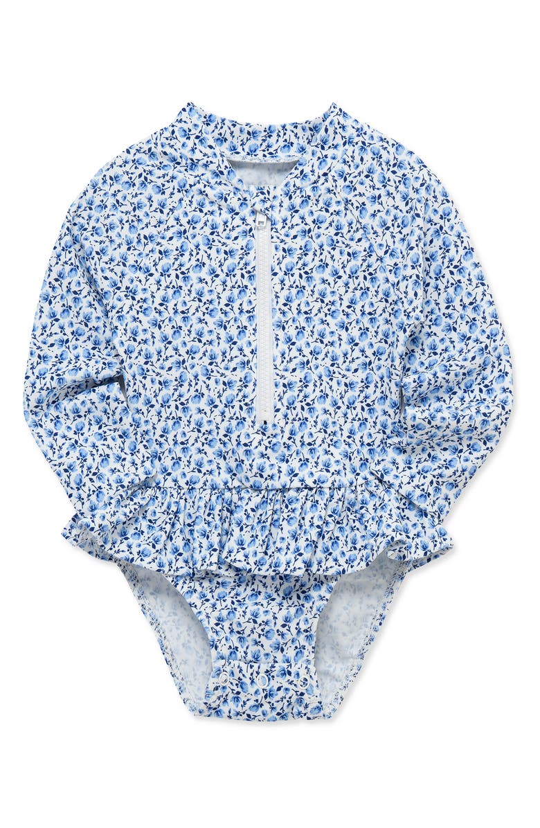 Little Me Kids' Floral UPF 50+ One-Piece Rashguard, Alternate, color, Blue