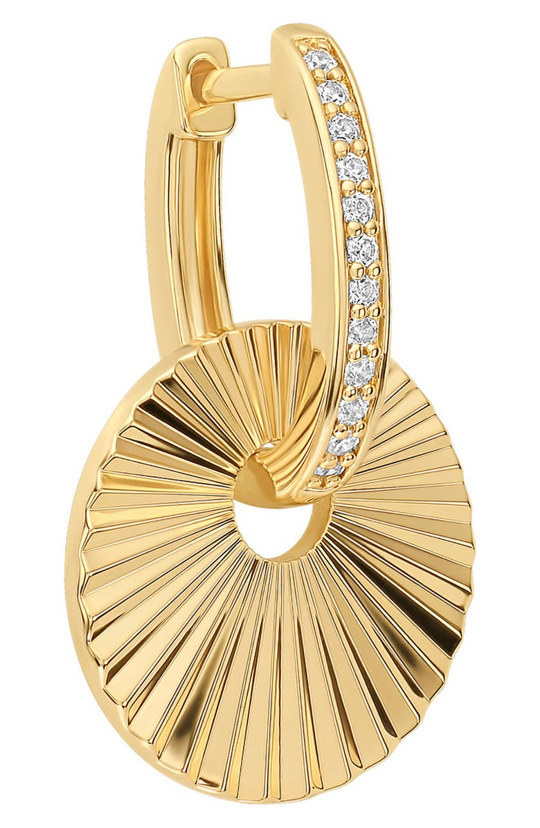 ATHRA LUXE Dolce Sole Fluted Round Drop Huggie Hoop Earrings, Alternate, color, Gold