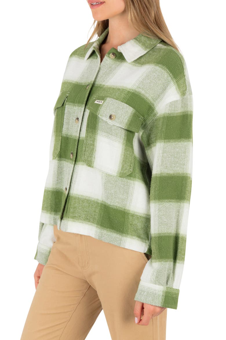 Roam Boxy Flannel Button-Up Shirt, Alternate, color, KALE
