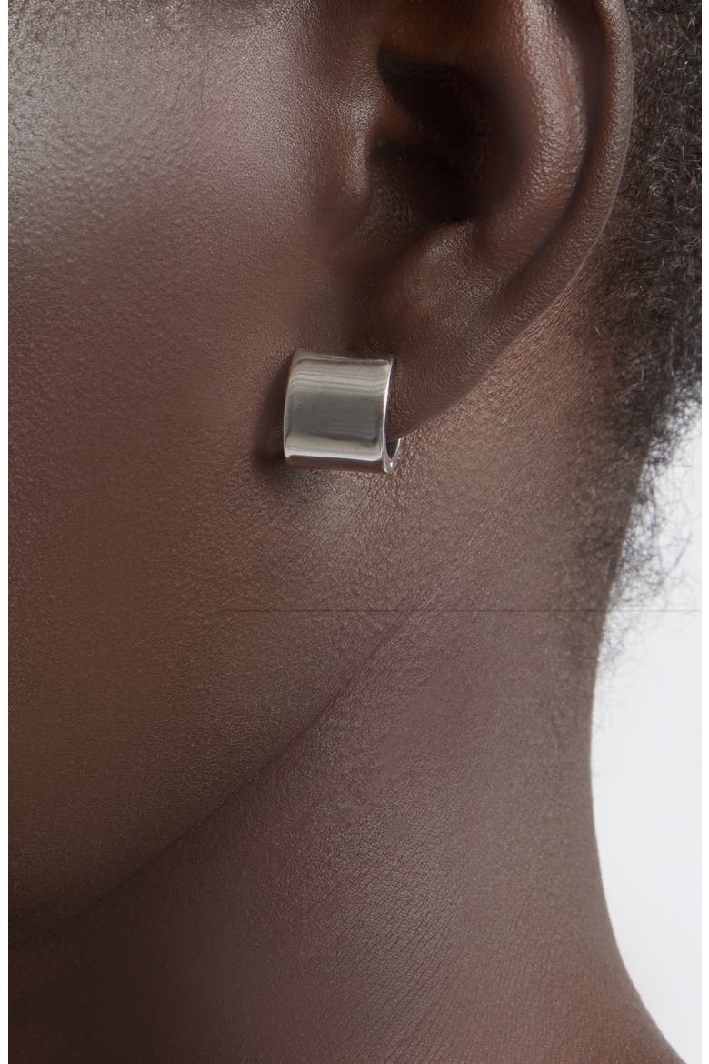Petite Signature Hoop Earrings, Alternate, color, SILVER