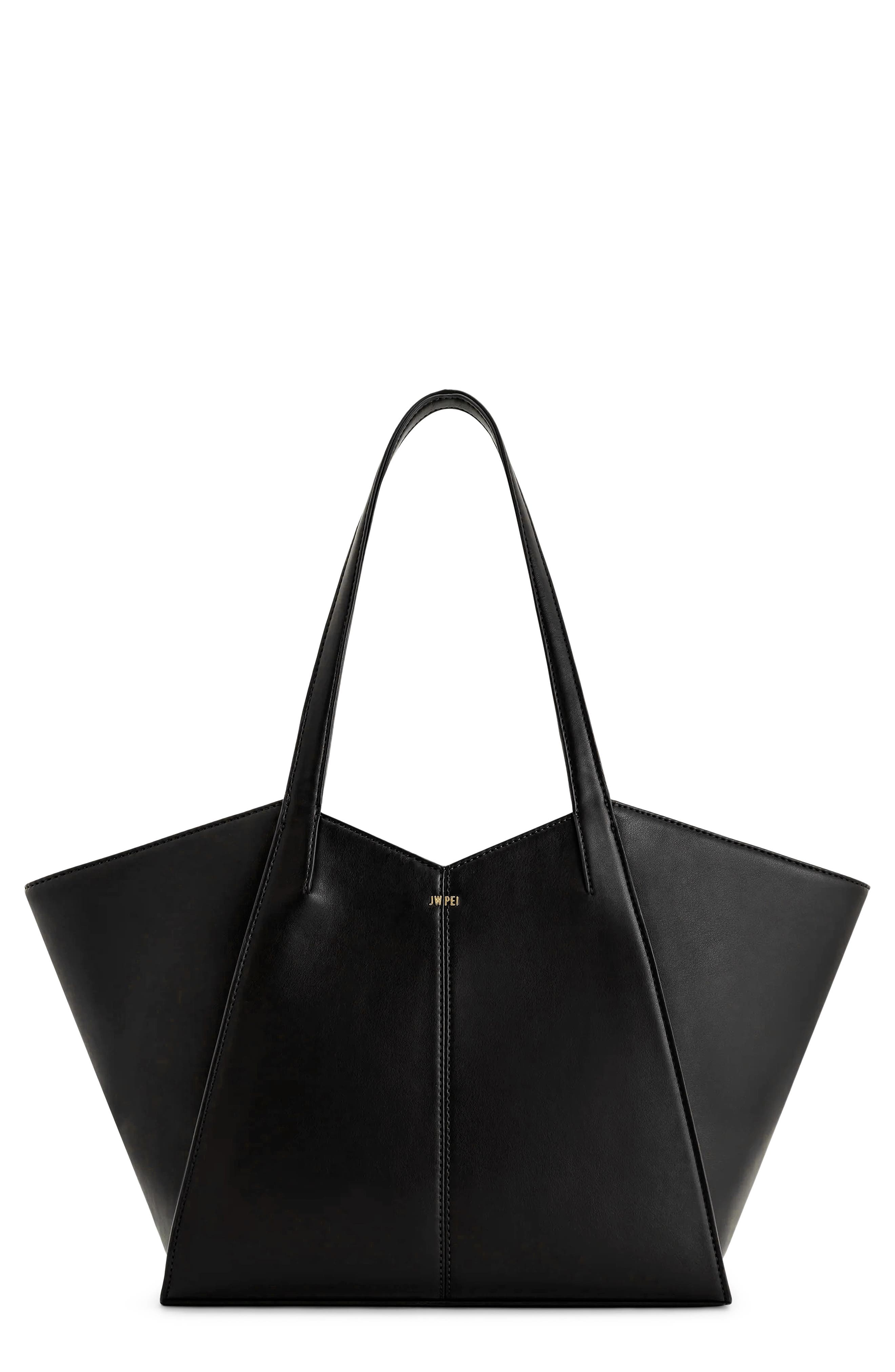 JW PEI Large Kiana Faux Suede Tote, Main, color, Black Canvas