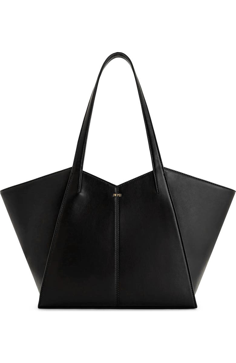 JW PEI Large Kiana Faux Suede Tote, Main, color, Black Canvas