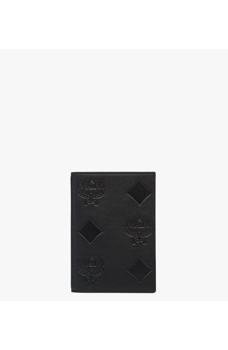 MCM Ottomar Passport Holder in Maxi Monogram Leather, Main, color, Black