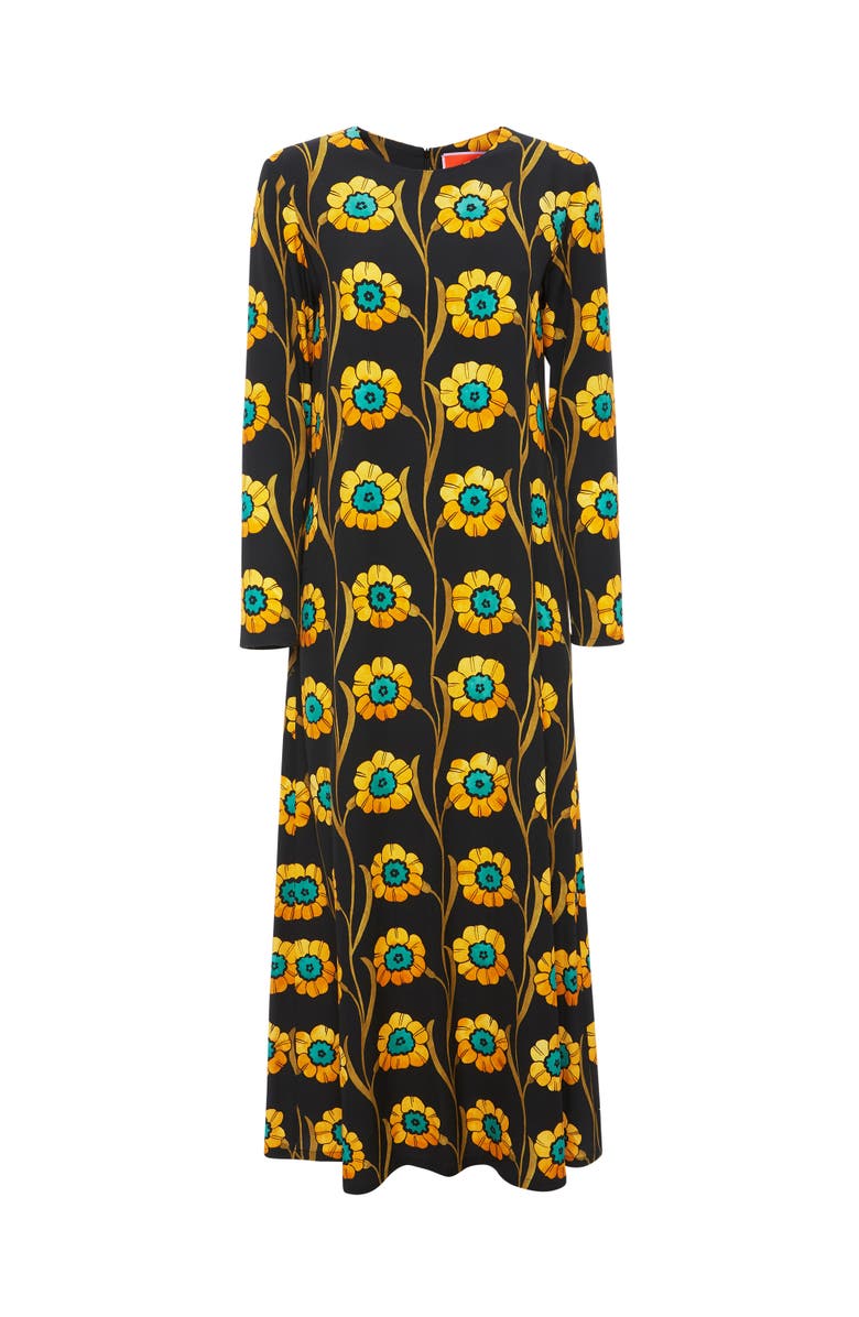 La DoubleJ Long Sleeve Swing Dress Daisychain Black, Alternate, color, 