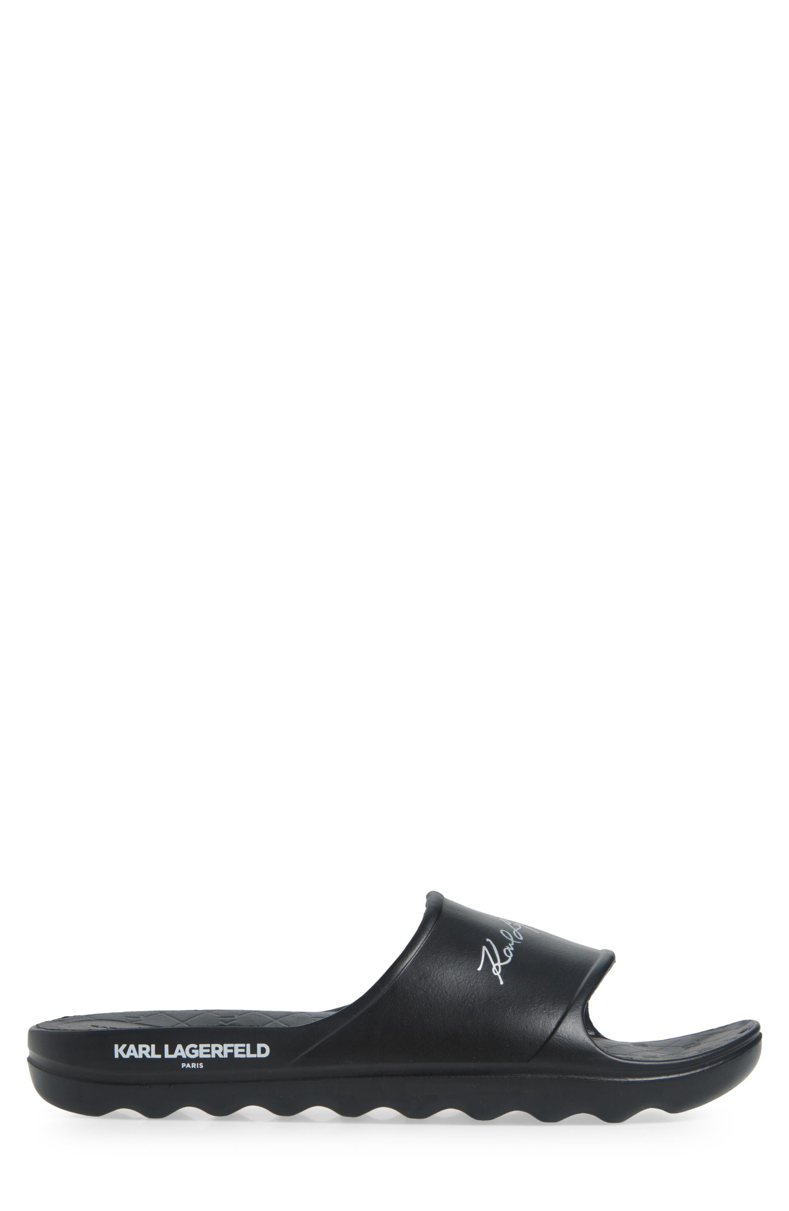 KARL LAGERFELD PARIS Signature Slide Sandal, Alternate, color, Black
