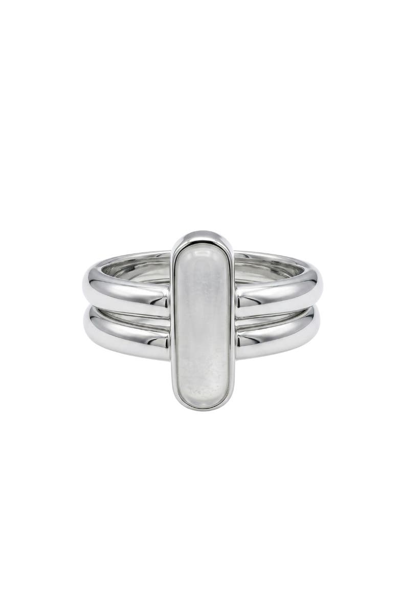 seree Infinity Duo Bar Ring in White Hanbai Jade, Main, color, White