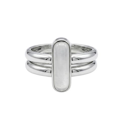 Infinity Duo Bar Ring in White Hanbai Jade