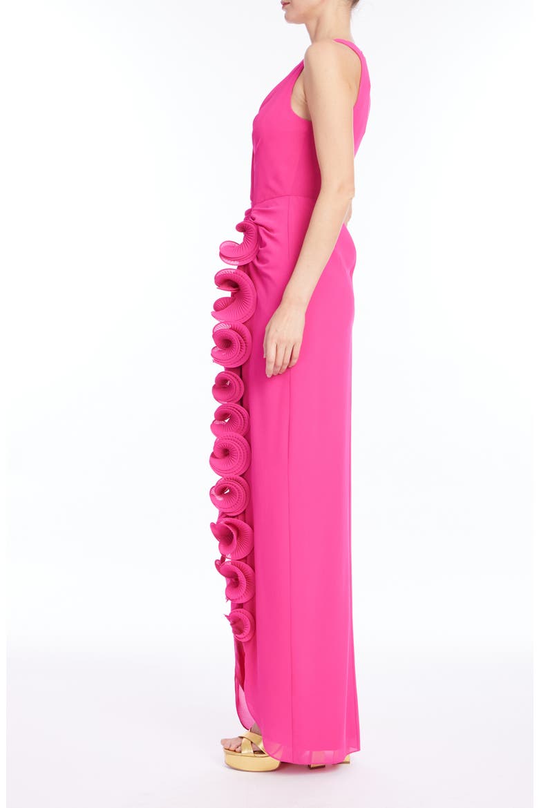 Wire Ruffle Detail Column Gown, Alternate, color, MAGENTA