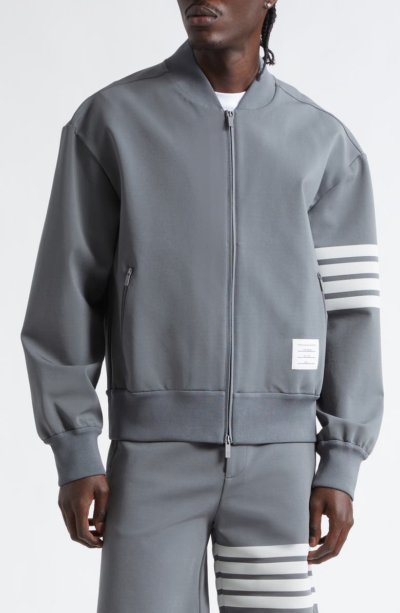 Thom Browne 4-Bar Tech Bomber, Main, color, Medium Grey