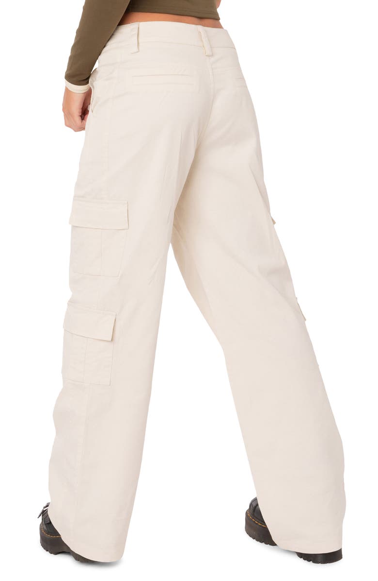 EDIKTED Zuri Cotton Twill Cargo Pants, Alternate, color, Beige