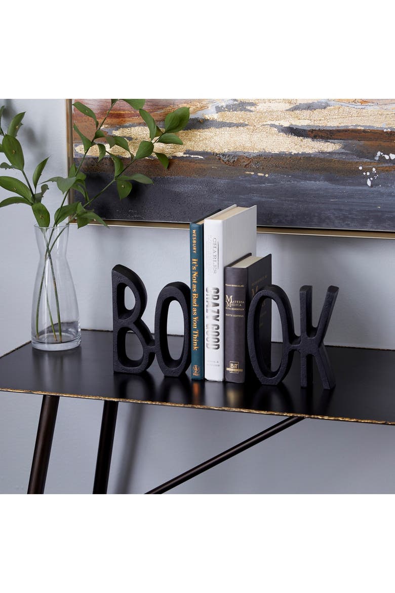 Black Aluminum Book Bookend - Set of 2, Alternate, color, BLACK