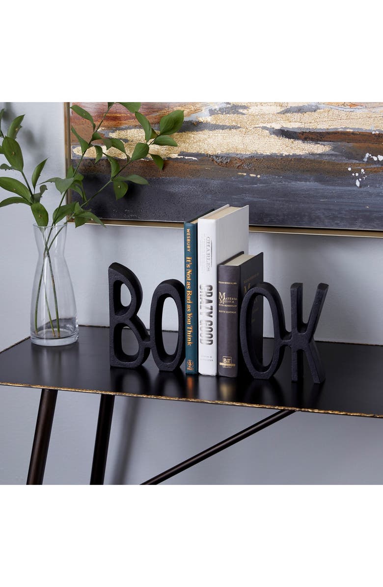 VIVIAN LUNE HOME Black Aluminum Book Bookend - Set of 2, Alternate, color, Black