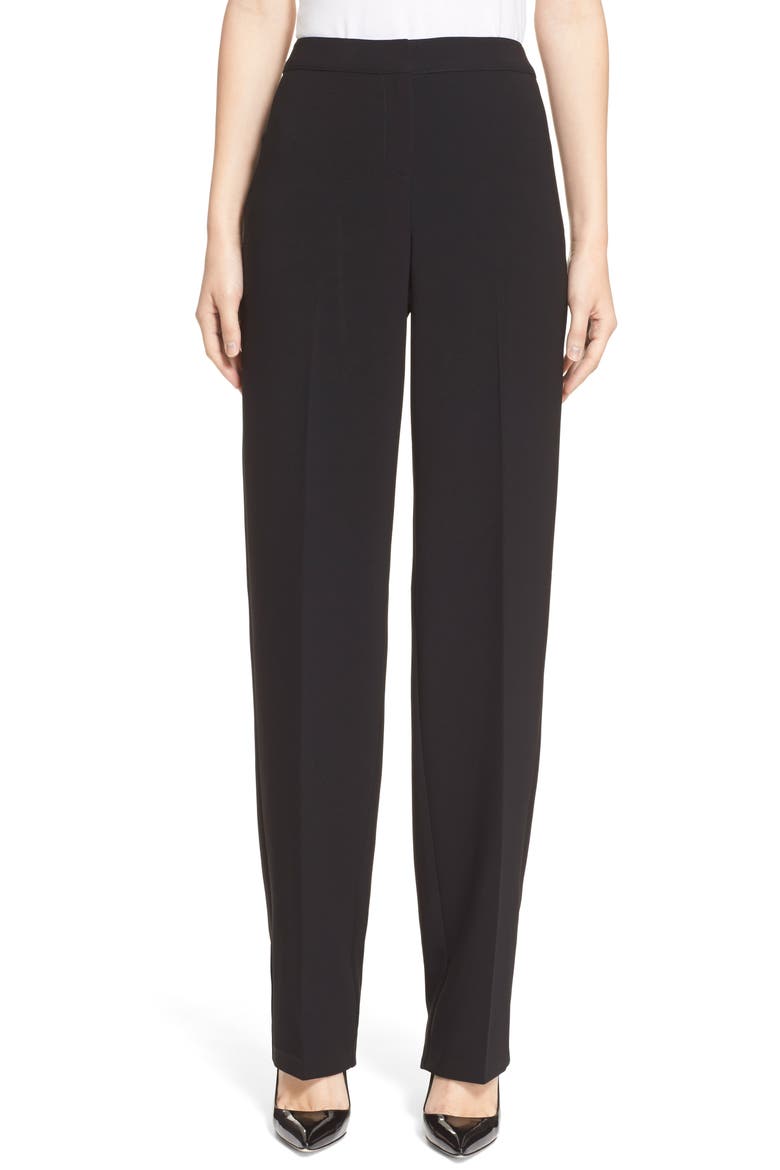 Collection Diana Straight Leg Crepe Marocain Pants, Alternate, color, CAVR CAVIAR