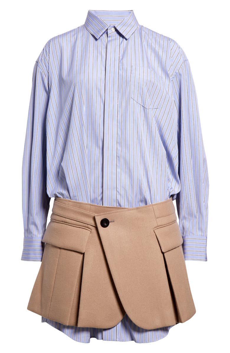 Sacai Thomas Mason Cotton Poplin & Wool Shirtdress, Alternate, color, 