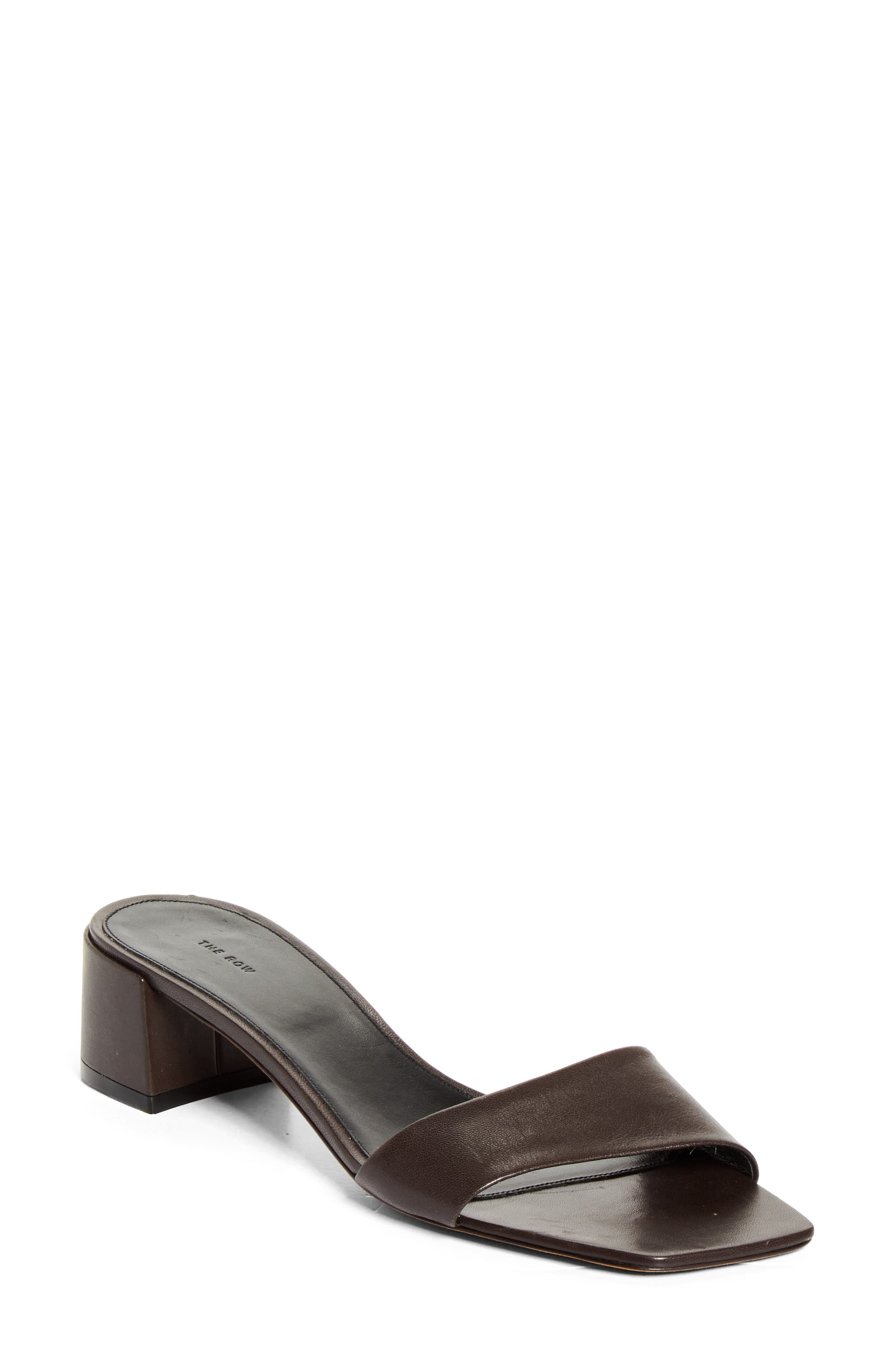 The Row Chocolate Block Heel Sandal, Main, color, Lacquer Brown