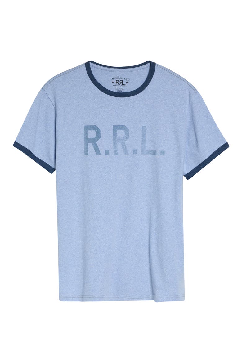 Stencil Logo Ringer T-Shirt, Main, color, LIGHT BLUE HEATHER