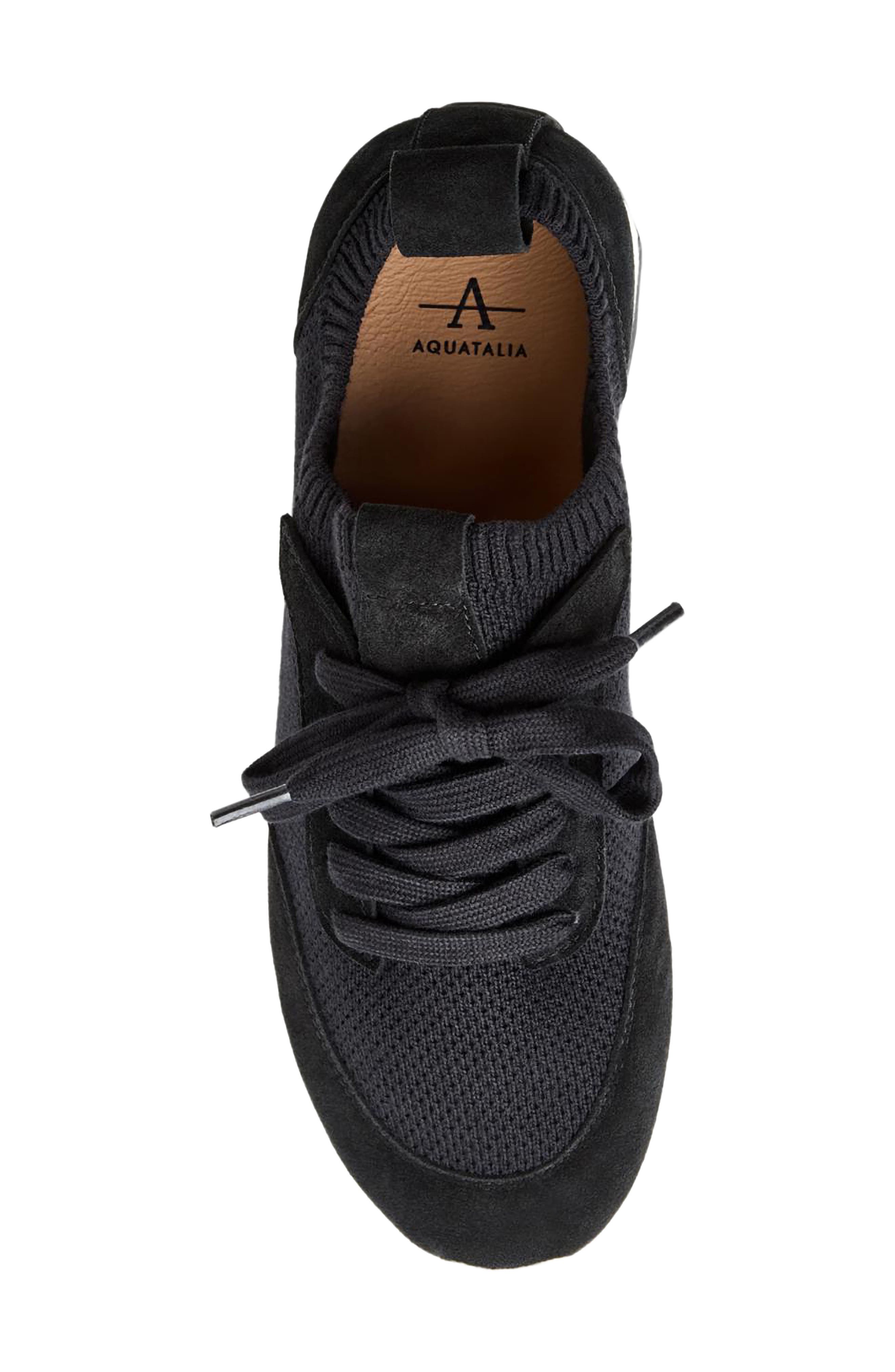 Aquatalia Rolo Knit Sneaker, Alternate, color, Black Knit
