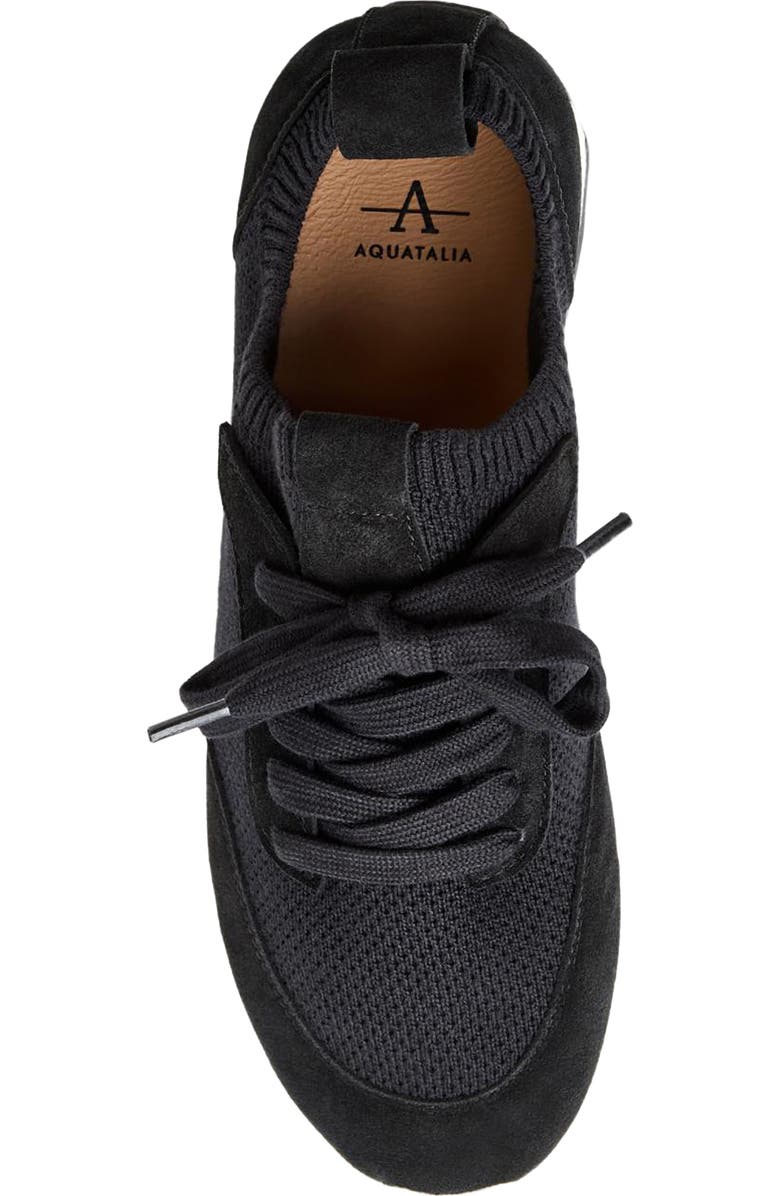 Aquatalia Rolo Knit Sneaker, Alternate, color, Black Knit