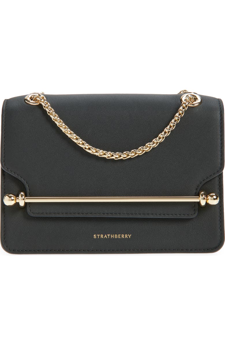 Strathberry Mini East/West Leather Shoulder Bag, Main, color, Black